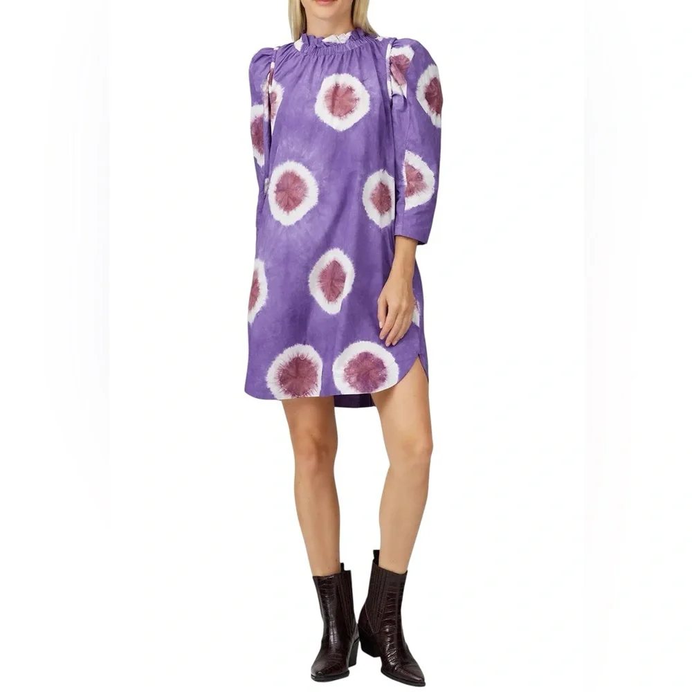 Sea New York Purple and White Long Sleeve Tie Dye Dress - Picture 1 of 4
